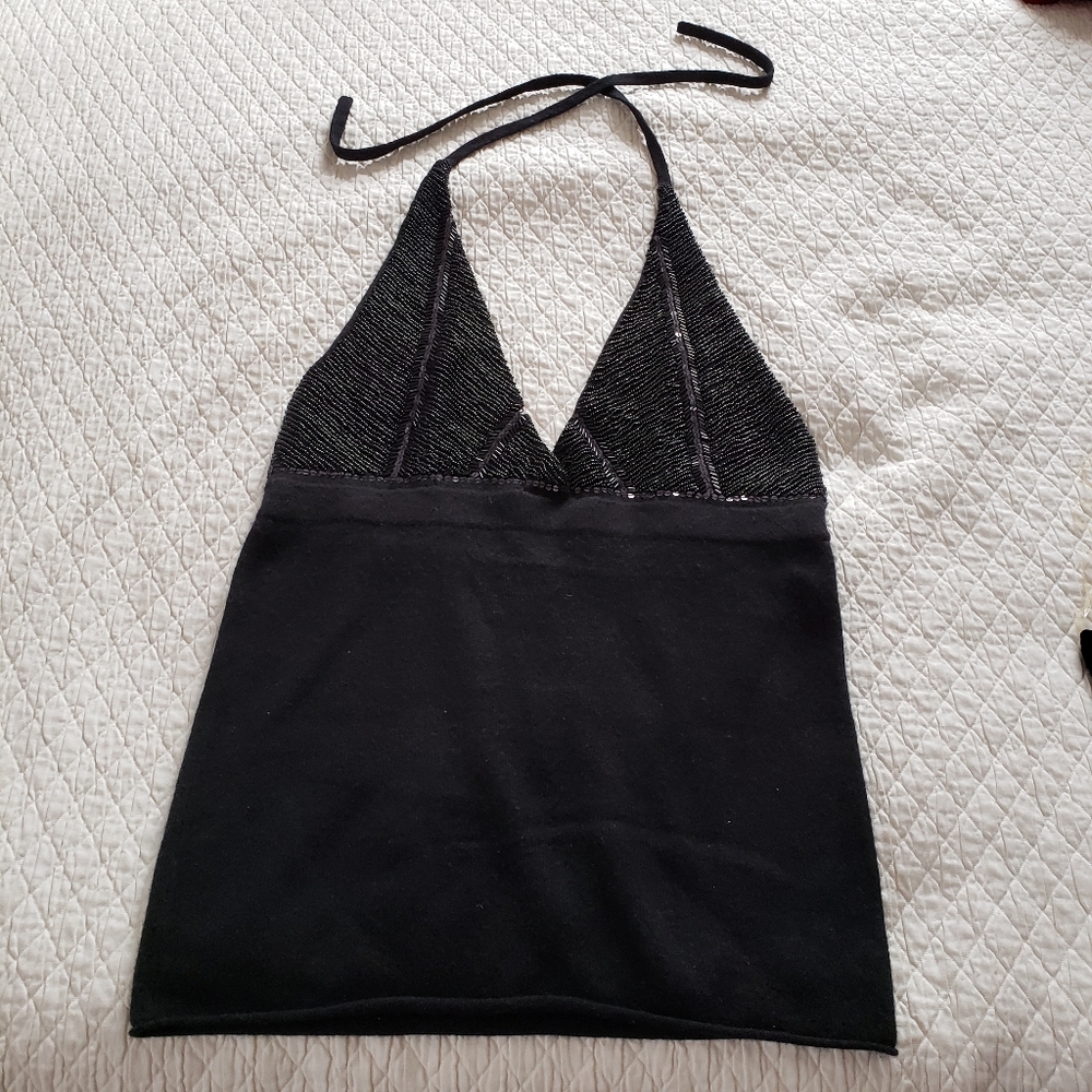 J. Crew beaded cashmere halter top
